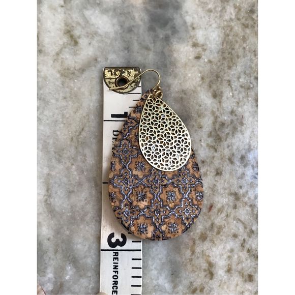 Brown and Gold Cork Earrings #fall #cork earrings - Picture 2 of 4